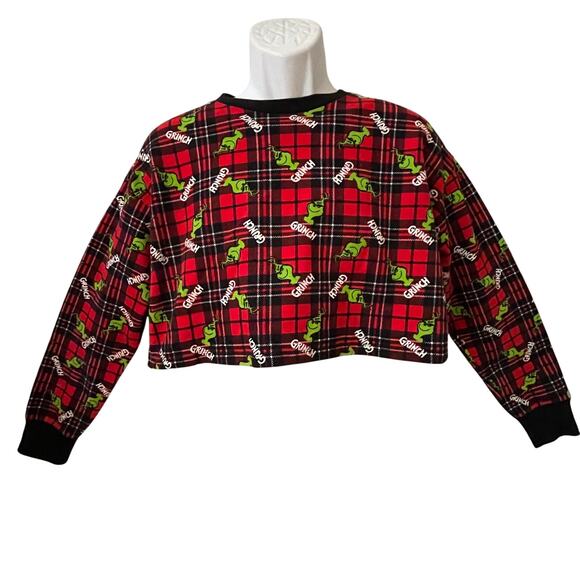 The Grinch X F21 Plaid Grinch Cropped Ugly Christmas Sweatshirt Size Small - Picture 2 of 4